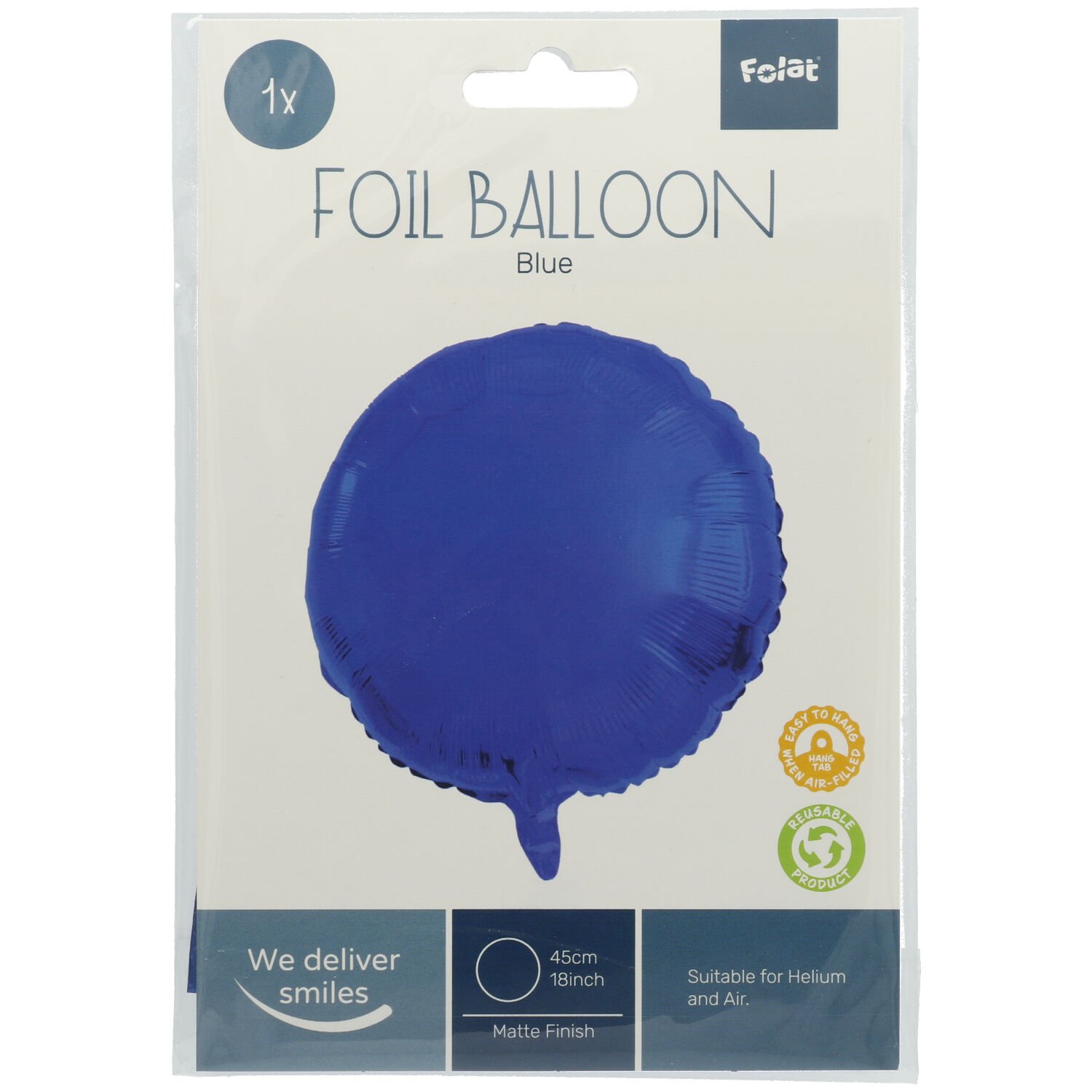Foil Balloon Round Blue Metallic Matt - 45 cm - Image 2