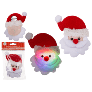 Fabric Santa pin with LED incl. batteries,