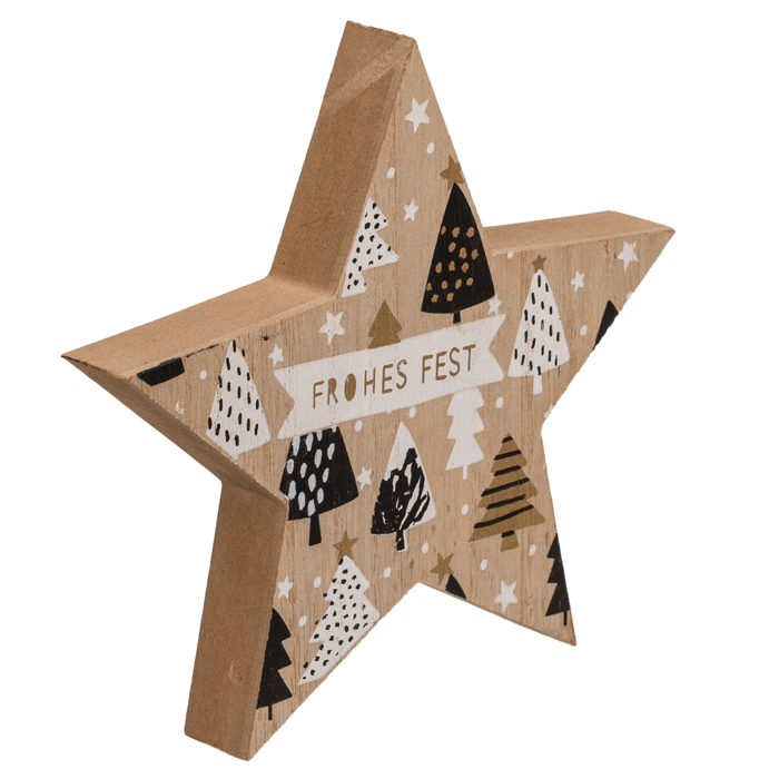 Standing wooden star with black/white colored - Image 2