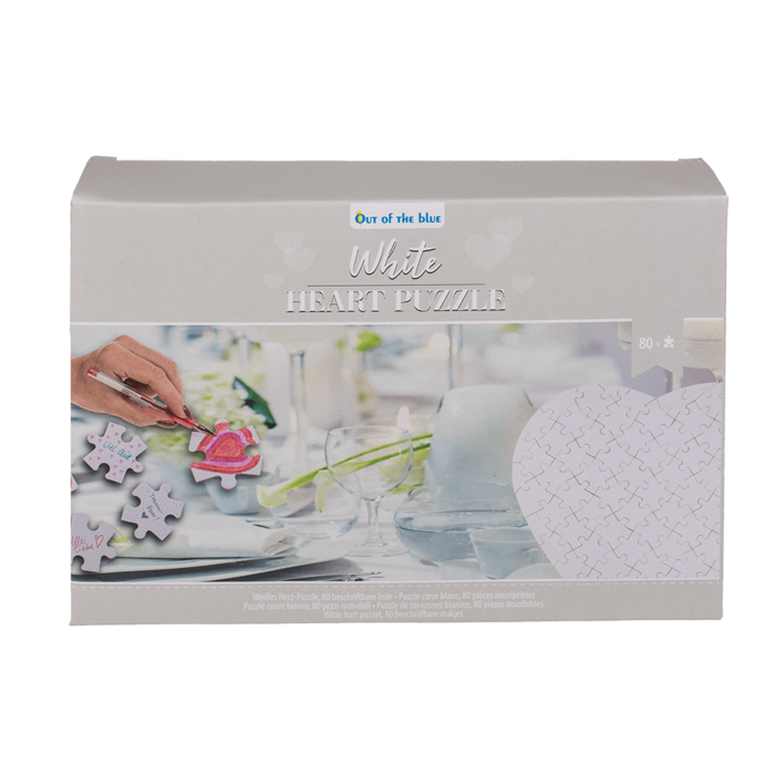 White heart shape puzzle, 80 inscribable pieces, - Image 2