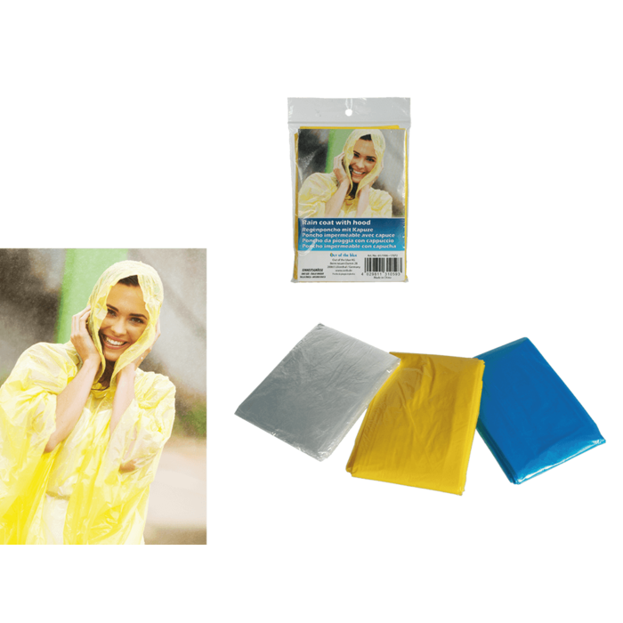 Hooded rain poncho, one size,