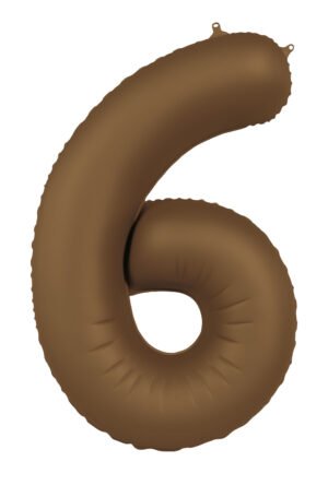 Foil balloon Number 6 - Chocolate Brown - Ultra Matt - 86 cm