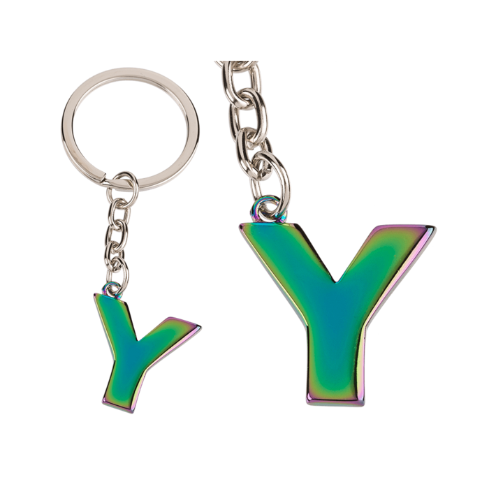 Metal Keychain, Rainbow Letter - Letter Y