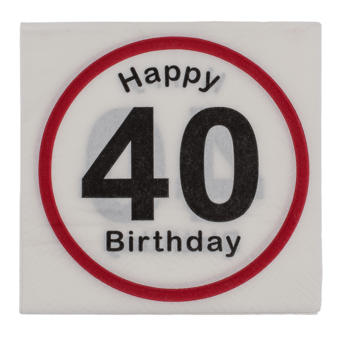 Paper napkins, Happy Birthday - 40, - Image 2