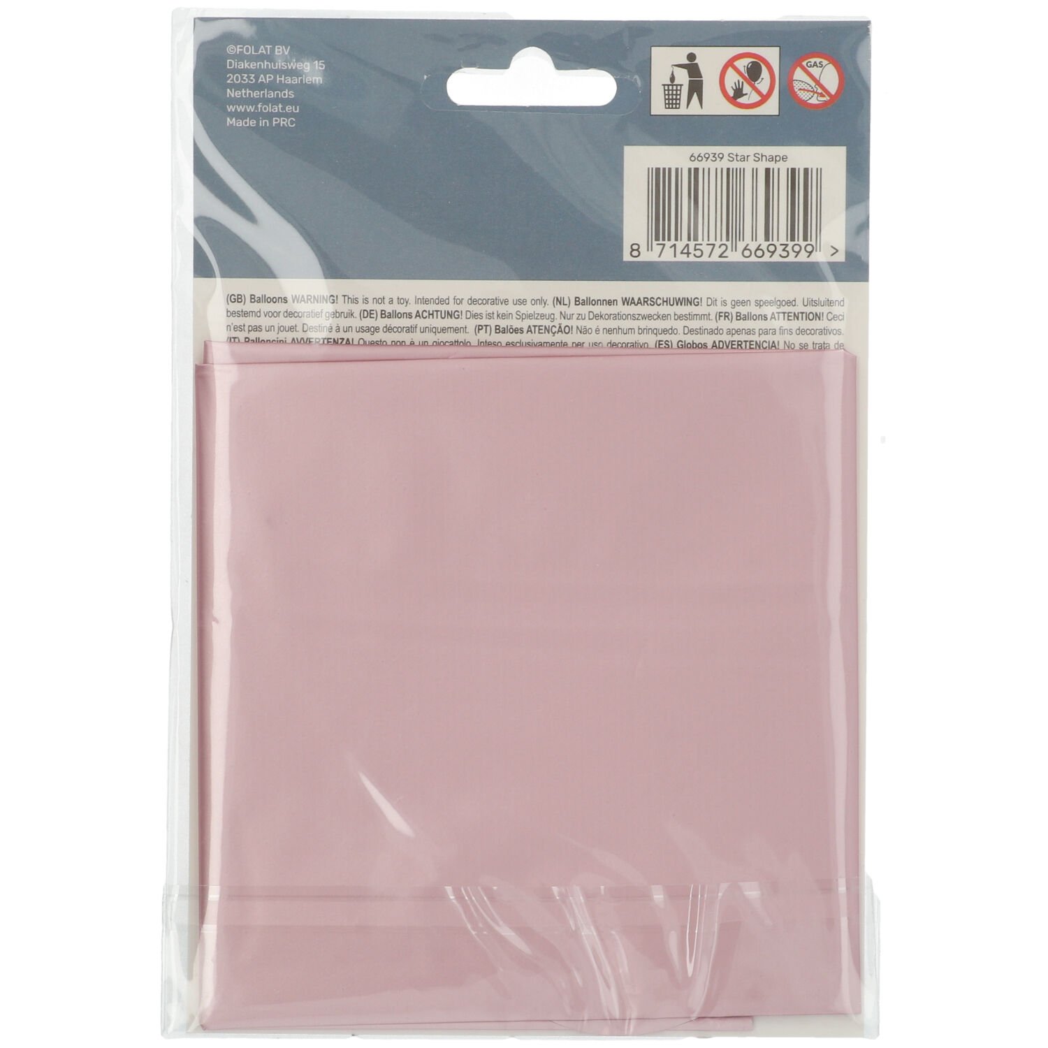 Foil Balloon Star-shaped Pastel Pink Metallic Matt - 45 cm - Image 3