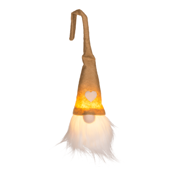 Fabric Christmas gnome with LED (incl. battery), - Image 3