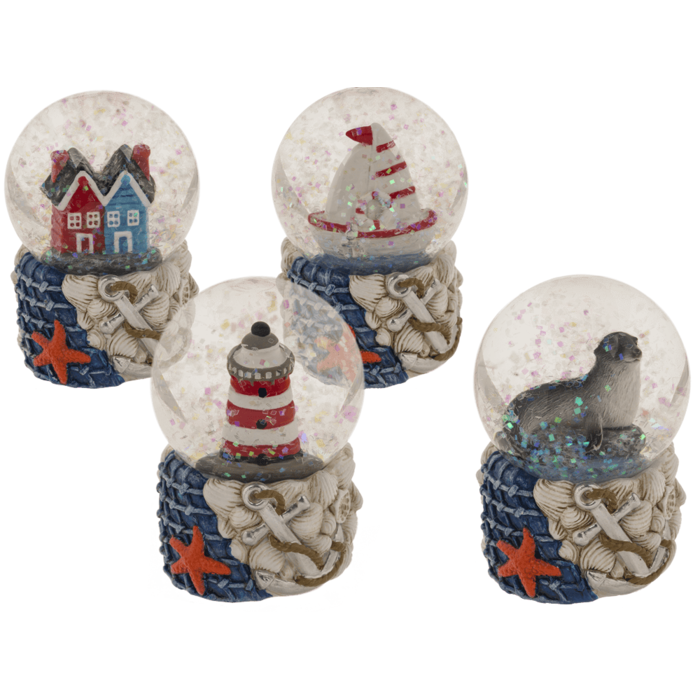 Glitter ball, maritime, white-red; 4.5 cm