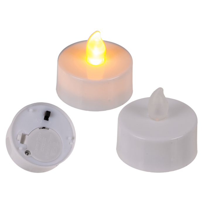 Tealight with warm white flickering LED,