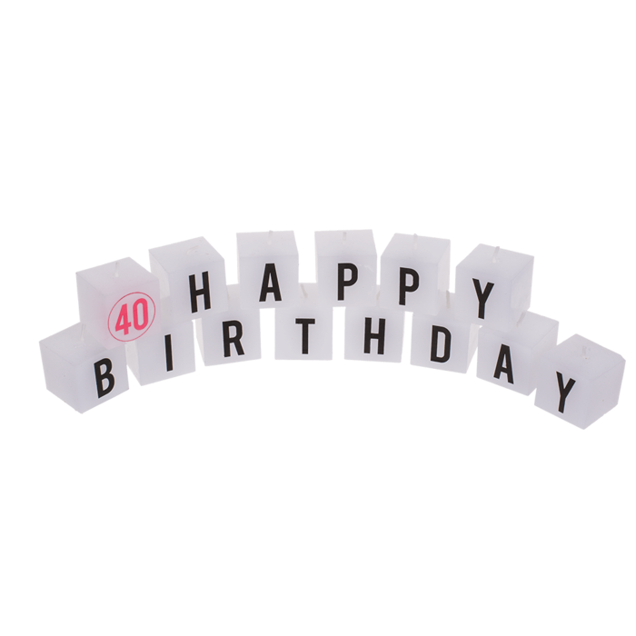 Square candles with letters, Happy 40 Birthday, - Image 3