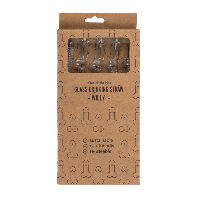 Glass drinking straw with cleaning brush, Willy, - Image 2