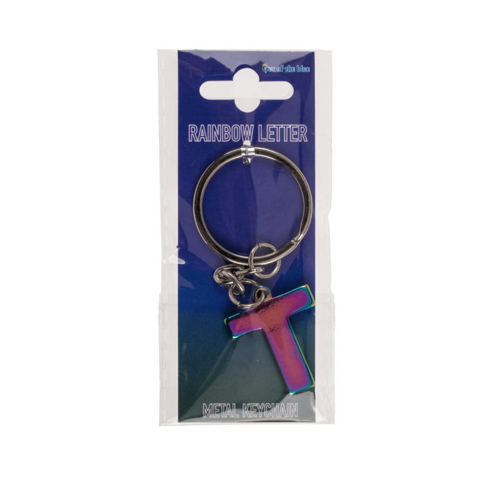 Metal Keychain, Rainbow Letter - Letter T - Image 3