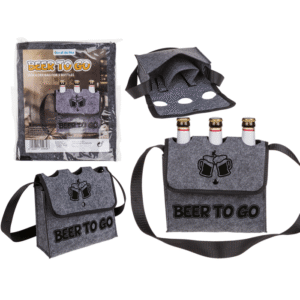 Grey shoulder bag, Beer to go, for 3 bottles