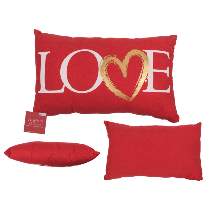 Red coloured decoration cushion, Love,