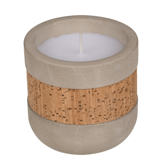 Candle in cement pot with corc decoration, - Image 2
