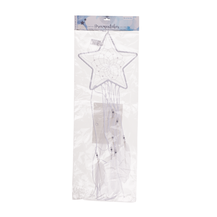 White coloured fabric Dreamcatcher, Moon and Star, - Image 4