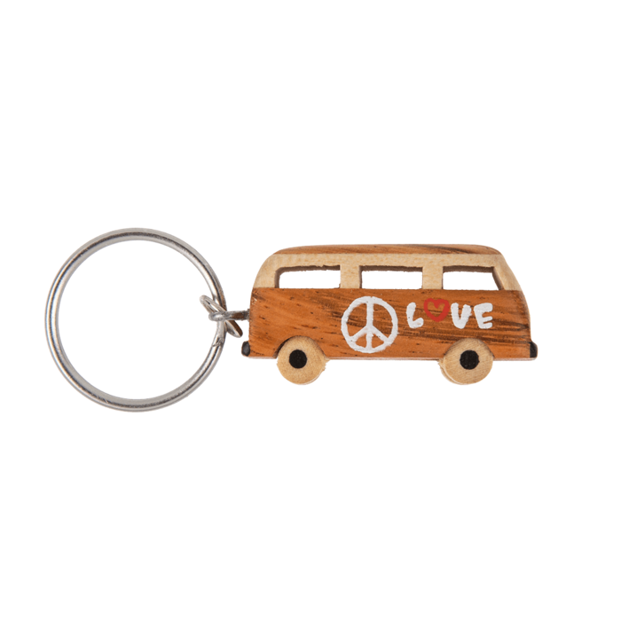 Metal keychain, Natural wood Hippie Van, - Image 2