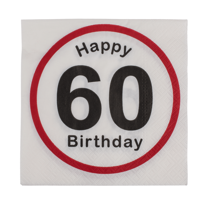 Paper napkins, Happy Birthday - 60, - Image 2
