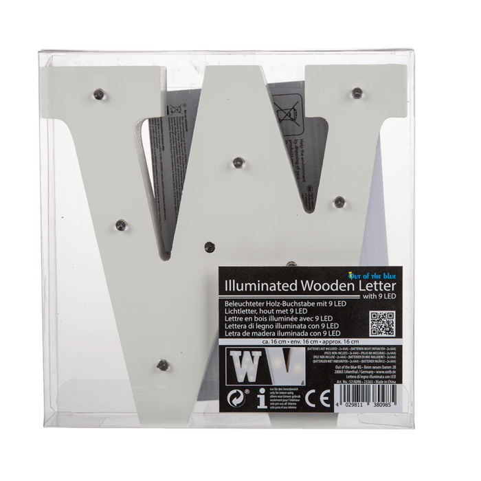 Illuminated wooden letter W, with 9 LED, - Image 4