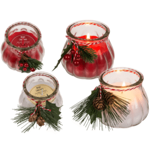 Candle in glass, with decoration,
