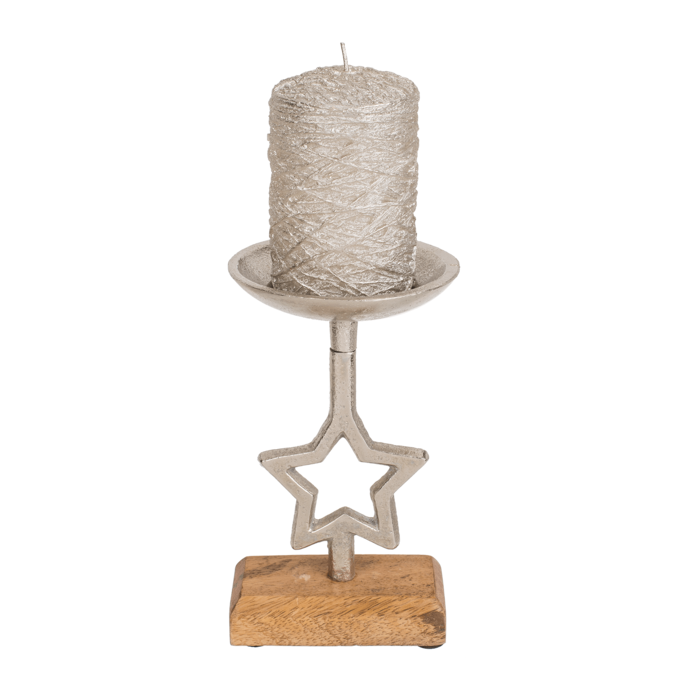 Silver coloured candleholder, Star - Image 4
