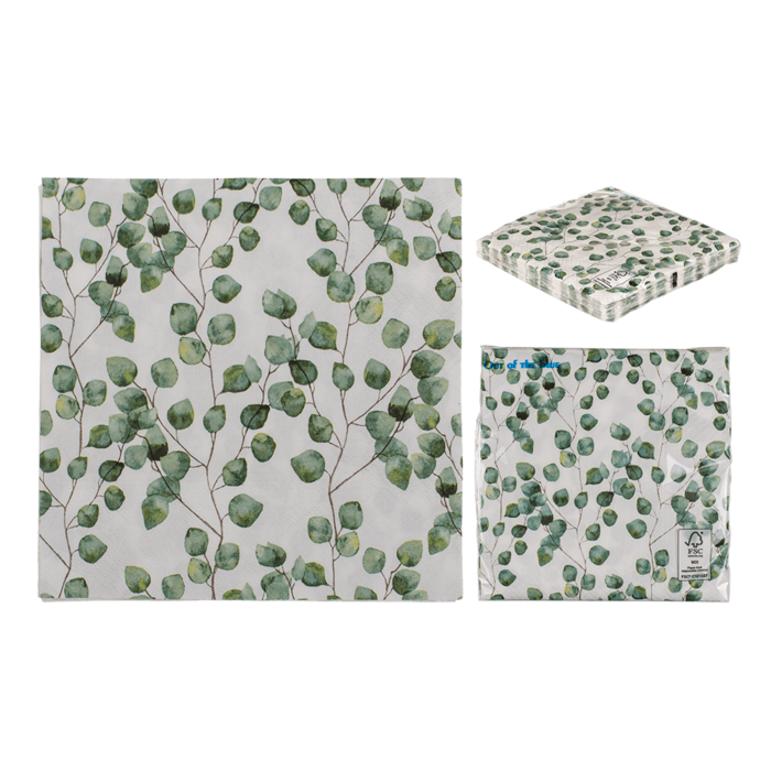 Paper napkins, Eucalyptus leaves,
