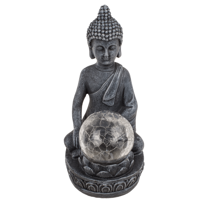 Polyresin Solar Buddha Figurine, with crackle - Image 4