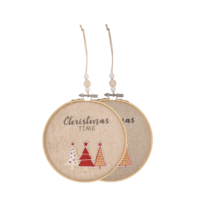 Round wooden frame with Jute, Christmas Time, - Image 2