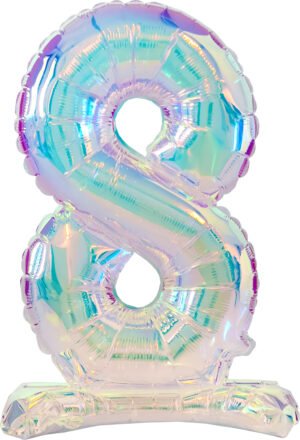 Standing Foil Balloon - Iridescent - Number 8 - 72 cm
