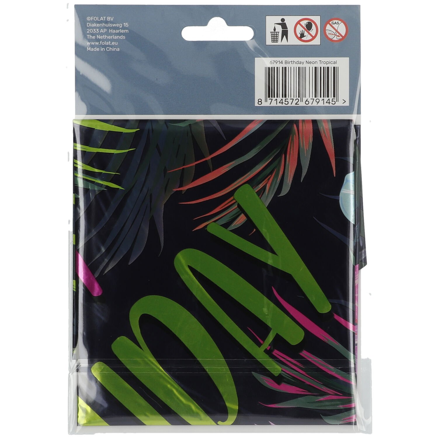 Foil Balloon Birthday Neon Tropical - 45 cm - Image 2