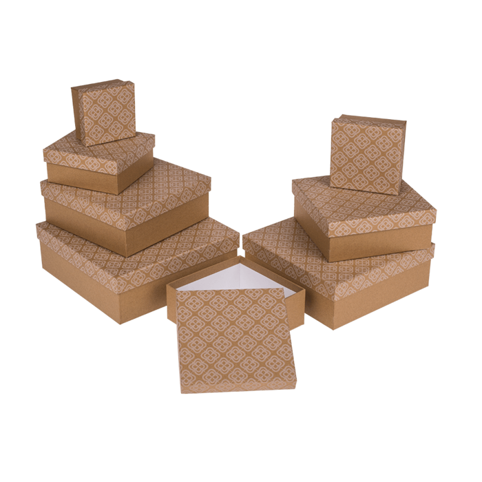 Kraft paper gift box, with floral ornament, - Image 2