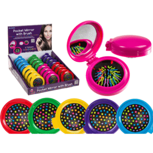 Pocket mirror with brush,