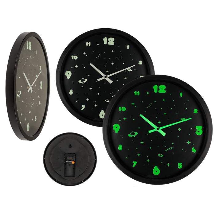 Wall clock, Space, glow in the dark,