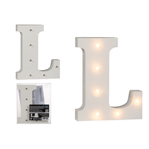 Illuminated wooden letter L, with 6 LED,