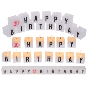 Square candles with letters, Happy 30 Birthday,