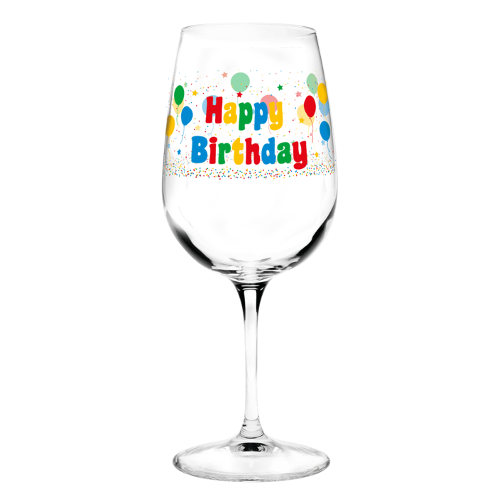 Wine glas, Happy Birthday, - Image 4