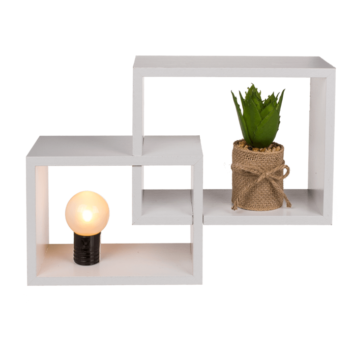 White colored wooden shelf, set of 2 pcs, - Image 4