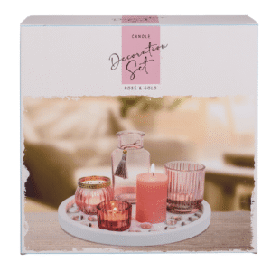 White coloured wooden plate, with pillar candle,