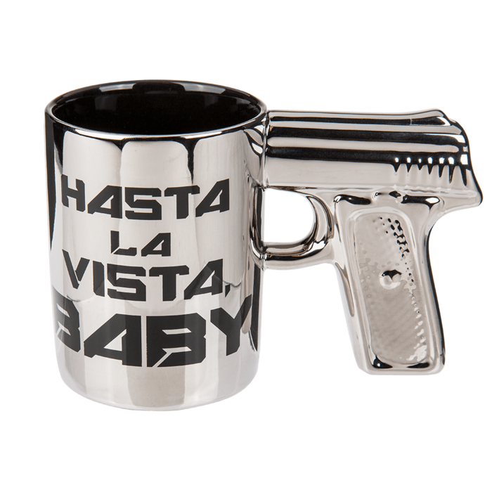 Silver mug with pistol grip, Hasta la vista baby, - Image 2