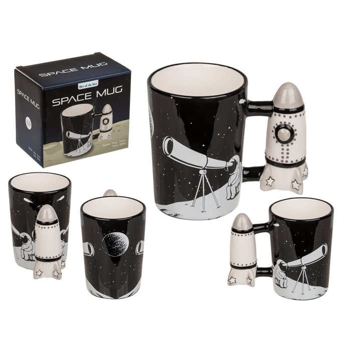 Spaceman Ceramic Coffee Mug with Rocket Handle