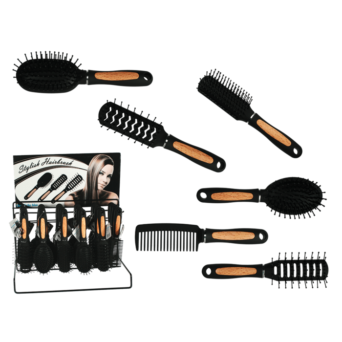 Hairbrush in wooden optic,