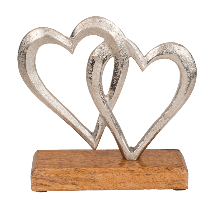 Silver colored metal double heart, - Image 2