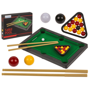 Tabletop pool with 2 cues, 16 balls,