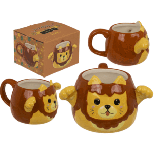 Mug, Huggy Mug, Lion, dolomite, 15 x 10 cm,