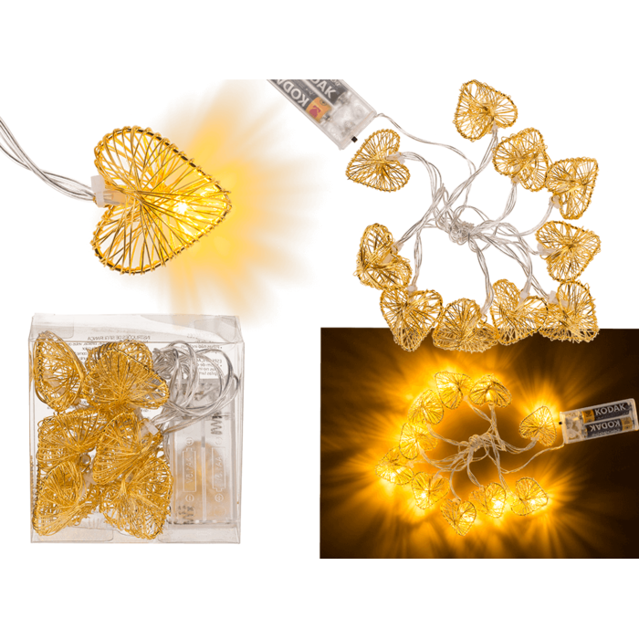 Indoor Light chain, Hearts, with 10 LED,