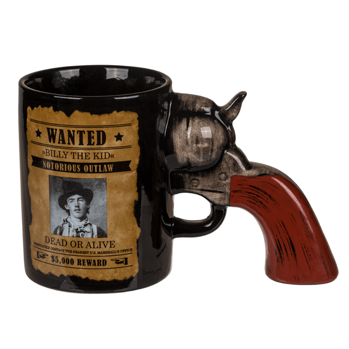 Ceramic mug, Wanted Poster with revolver handle, - Image 2