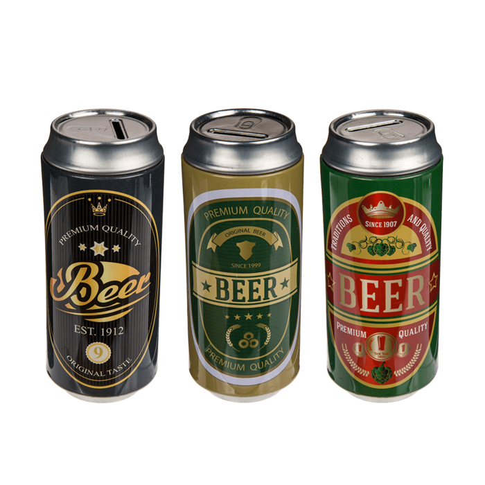Tin Metal Money Bank, Beer Can,
