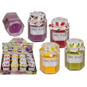 Scented candle in jar glass (strawberry,