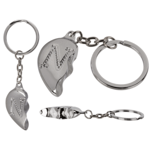 Metal Keychain, Broken Heart - Engraved Letter N
