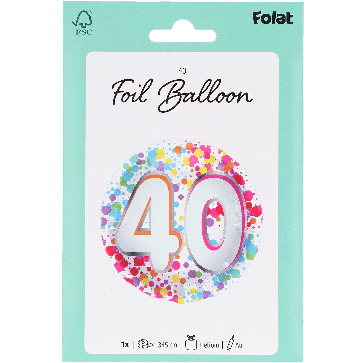 Foil Balloon - 40 - Rainbow - 45 cm - Image 3
