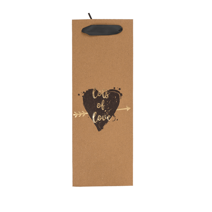 Wine bottle craft paper bag, hearts, - Image 2